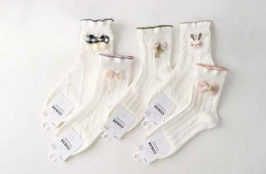 Bombažne nogavice z okrasno pentljo