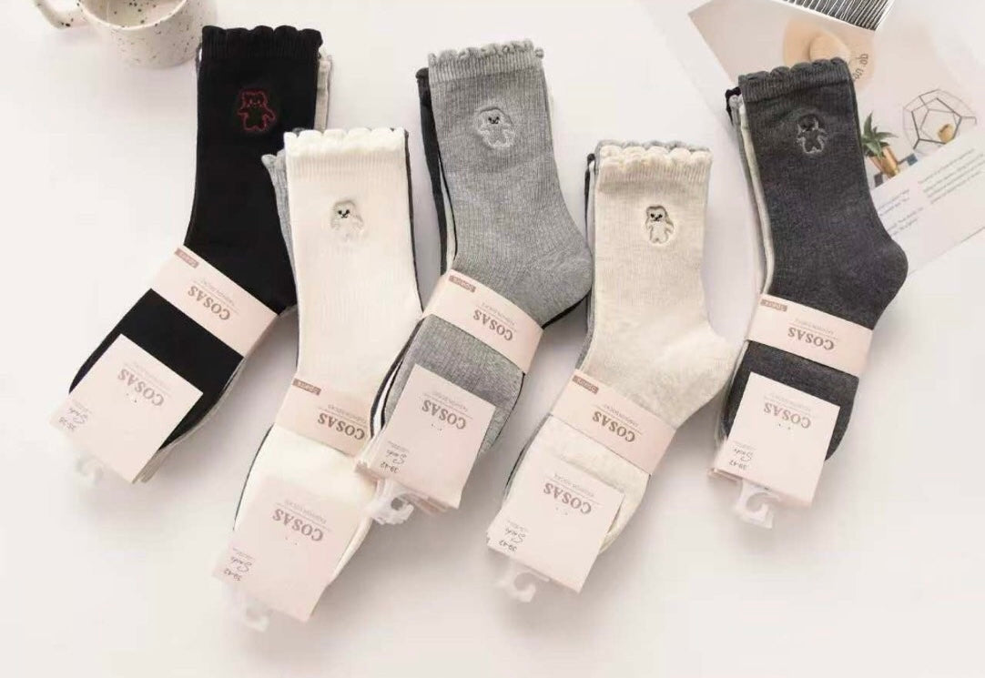 Bombažne nogavice z medvedkom