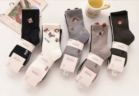 Ženske tople nogavice iz kašmirja z vezenim motivom