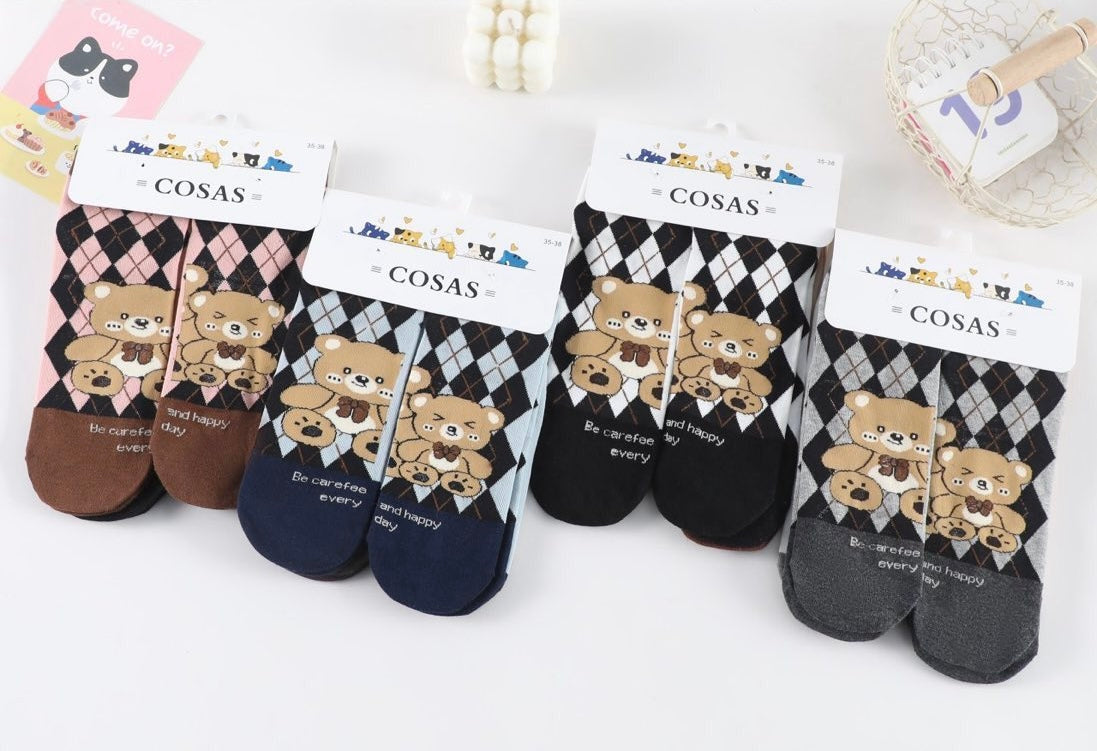 Ženske bombažne nogavice Medvedek