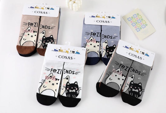 Ženske bombažne nogavice "Friends Cats"