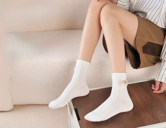 Bombažne nogavice z okrasno pentljo