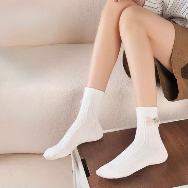 Bombažne nogavice z okrasno pentljo