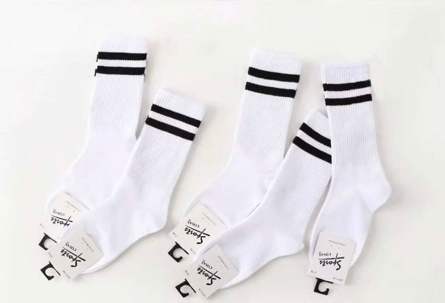 Otroške bombažne nogavice z dvema črtama - športni stil