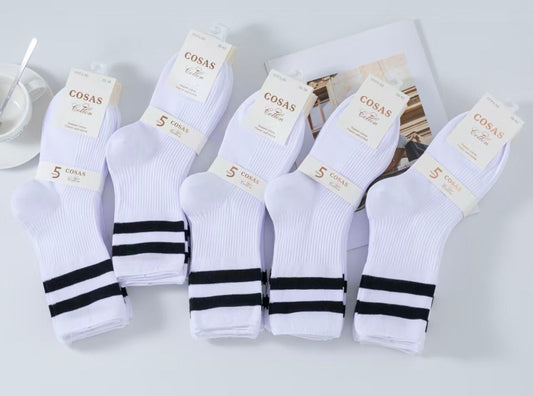 Brezšivne bombažne nogavice s črtami