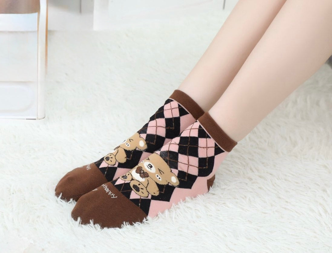 Ženske bombažne nogavice Medvedek