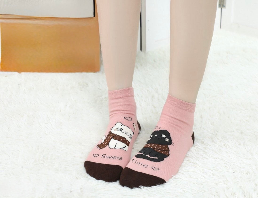 Ženske bombažne nogavice "Sweet Time Cats"