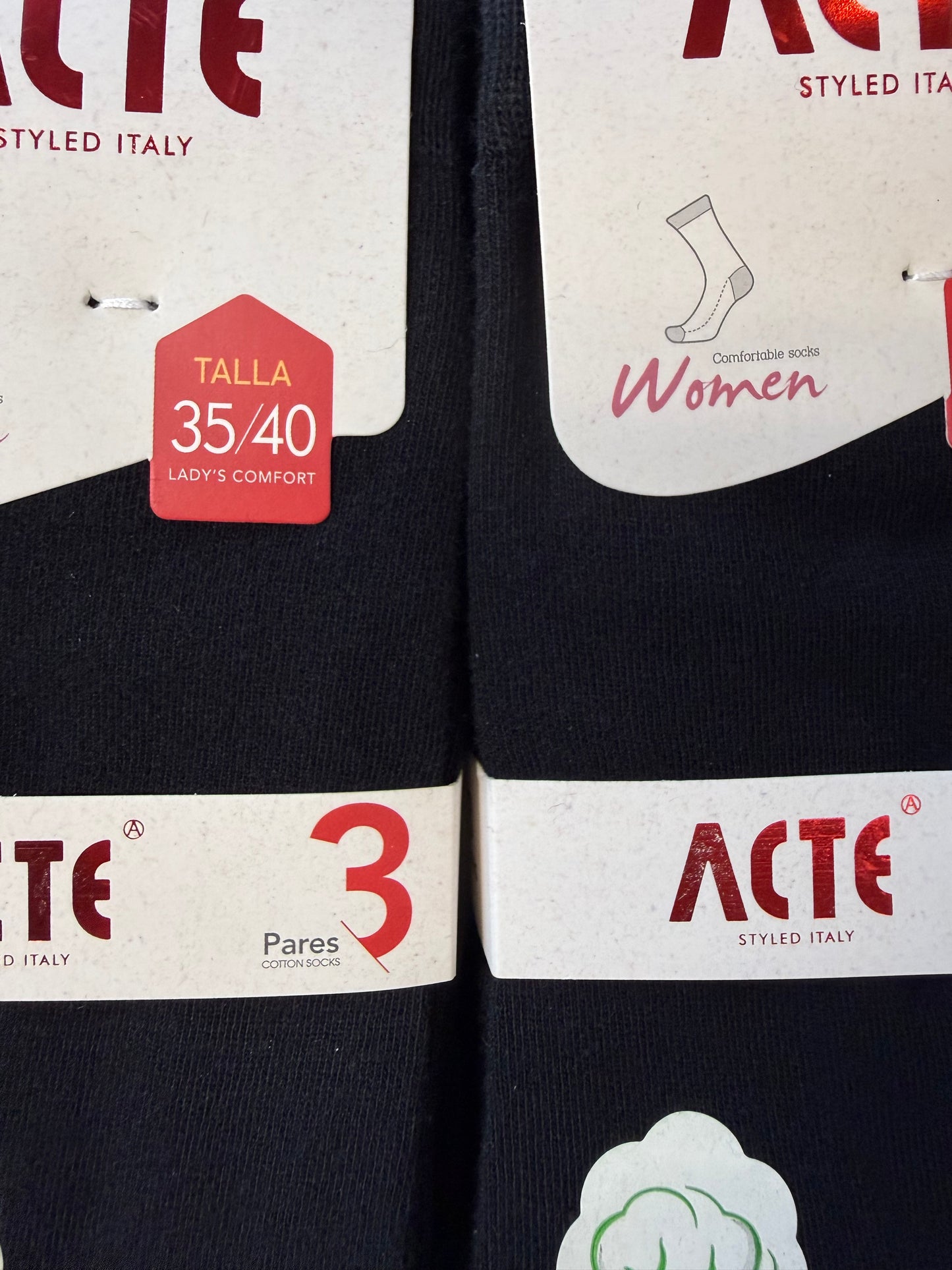 Ženske črne bombažne nogavice