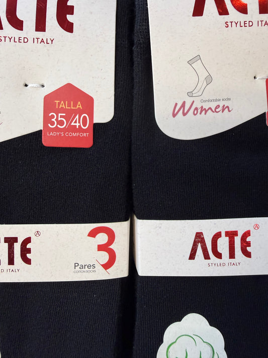 Ženske črne bombažne nogavice